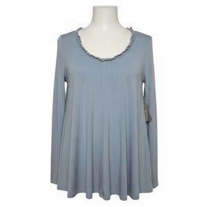 NWT Altar’d State Blue Crochet Trim Ribbed Top L Boho Spring
